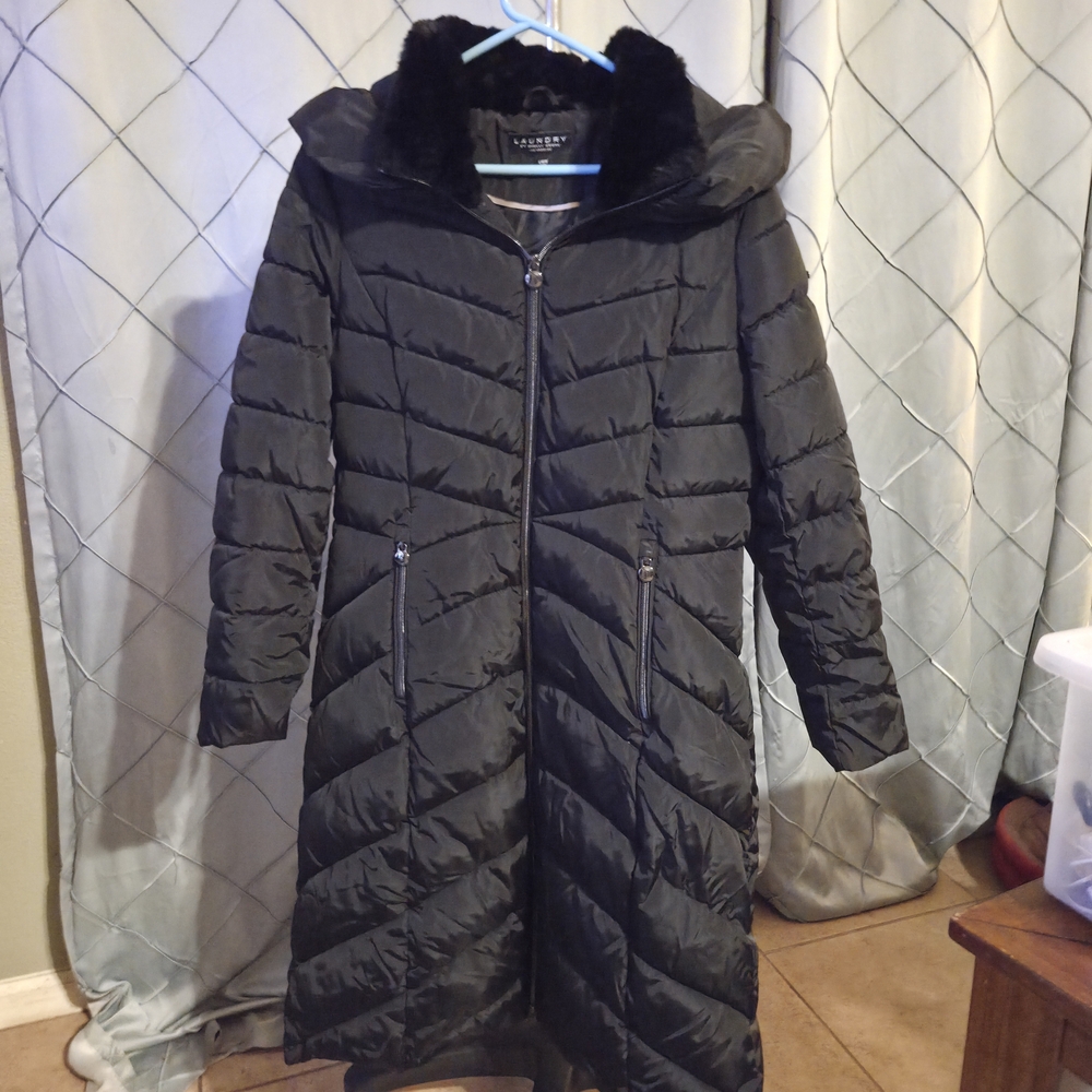 Quilted Puffer Knee Length CoatLaundry By Sh